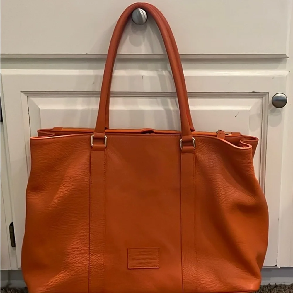 Orange Leather Tote Bag - Picture 9 of 11